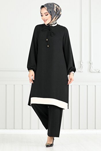 ModaMerve Black Cuff Elastic Suit - 2252Blu1068-M