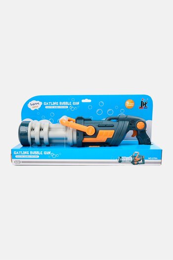 jh Gatling 5 Hole Electric Bubble Gun Machine With 2 Bottle Bubble Solution, Blue