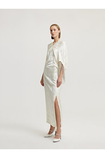 BAQA Cream Dress with Stone Sleeves