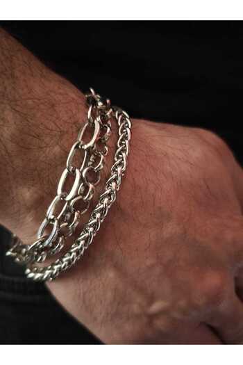 Kusakli 3-Piece Thick Men's Chain Bracelet