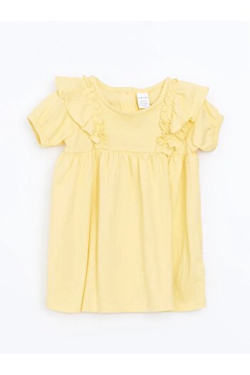 LC Waikiki Lcw Baby Yellow Basic Crinkle Ruffle Baby Girl Dress
