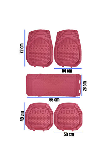 Generic 3XR Car Floor Mat Set, PVC Universal Non-Slip Mats for All Seasons, Pink, 5 Pcs