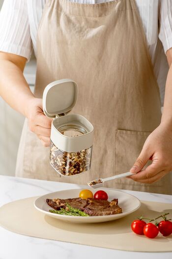 M'art Home Pinmoo Basic Glass Spice Rack with Handle and Spoon 1 Piece