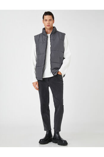 Koton Basic Puffer Vest Stand-up Collar with Zipper Pocket Detail