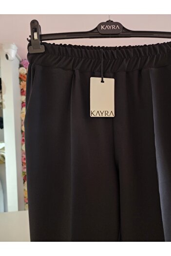 Kayra kadın beli lastikli siyah pantolon