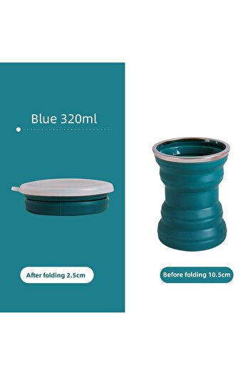 Choice Blue Type A Portable Silicone Foldable Cup With Lanyard Heat Resistant Collapsible Cups Lid Folding
