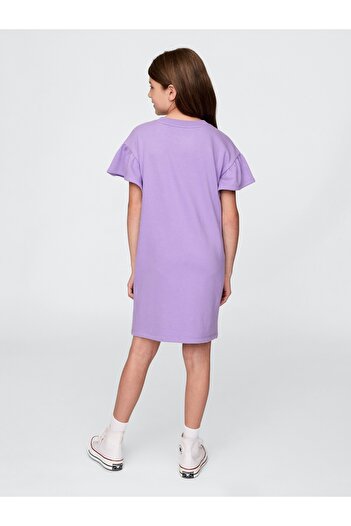 GAP Kız Çocuk Mor Vintage Soft Sweatshirt Elbise