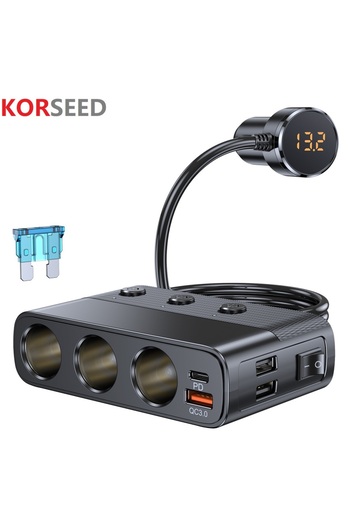 Choice محول شاحن سيارة 7 في 1 جديد بقوة 127 وات ومحول ولاعة سجائر PD30 وات QC3.0 ومحول ولاعة سجائر للسيارة