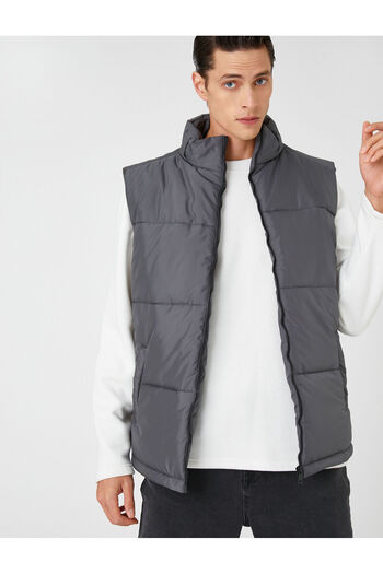 Koton Basic Puffer Vest Stand-up Collar with Zipper Pocket Detail