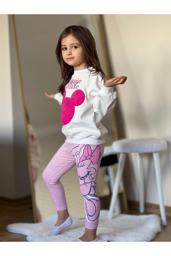 CoolCix New Season Fleece Applied Muslin Suit Girl's Top and Bottom Suit /