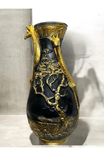 Peramari Decorative Polyester Safari Giraffe Tall Vase Yellow Black