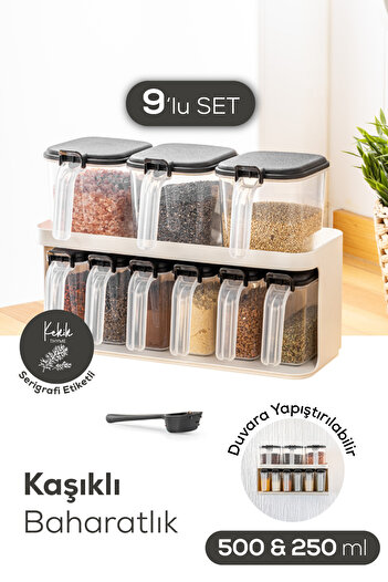 Vienev White 9-Piece Self-Oiled Spice Rack Set with Stand and Labels