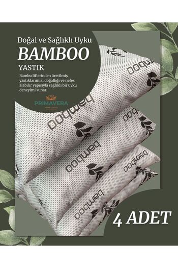 Primavera Home 4 Pieces Gray Bamboo Series Washable Antiallergic Silicone Fiber Pillow 50X70Cm 800 Gr