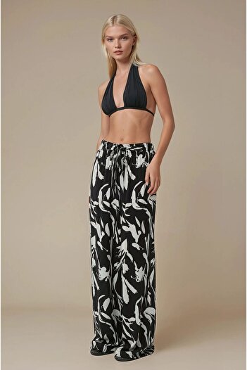 Hiccup Relaxed Cut Elastic Waist Patterned Trousers