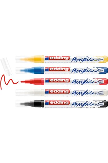 STOREMAX 5300 Acrylic Marker Set of 5, Basic Colors, Set of 5 Acrylic Paint Pens, Thin Round Tip 1-2 mm