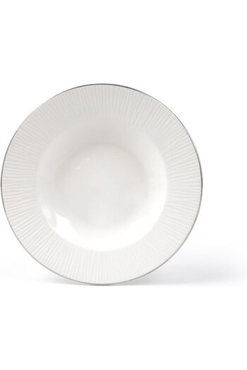 ORCHID 8.75" NEW BONE CHINA EMBOSSED SOUP PLATE LINEN