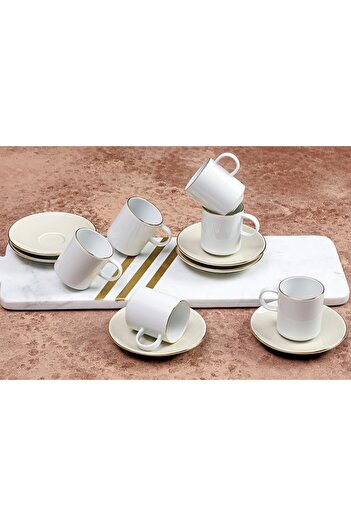 STOREMAX Goldwhirl Gold & Beige 6-Person Coffee Set 90cc Trendflash 467437