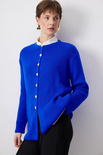 Touché Privé Gold Buttoned Long Cardigan