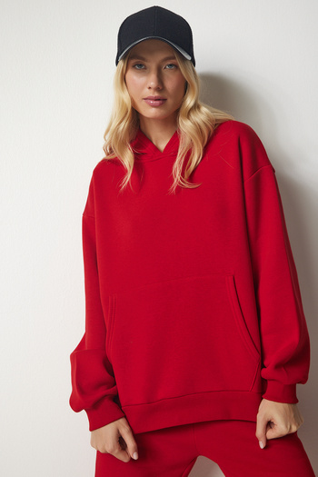 Lovelyİstanbul Red Hooded Raised Tracksuit Set - Ldd0060