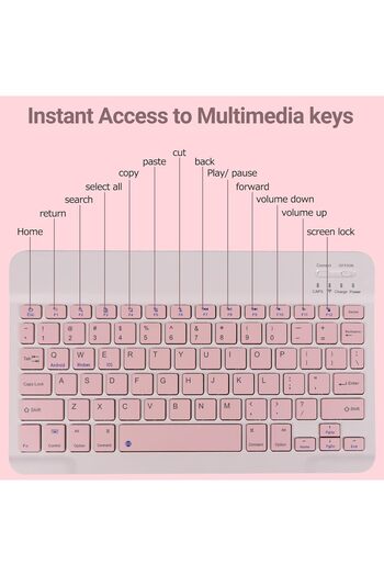 fulina Wireless Keyboard and Mouse Bluetooth,Rechargeable Wireless Mouse Keyboard Set,Pink,10 inch
