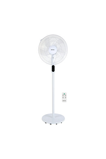 KRYPTON 16" Stand Fan/Pedestal Fan with Remote|5 Leaf Metal Blades|9 hours Timer| KNF6113|WHITE