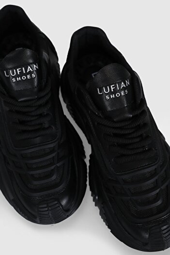 Lufian Ανδρικά αθλητικά παπούτσια Comfort Sole Lace-Up Casual Μαύρα