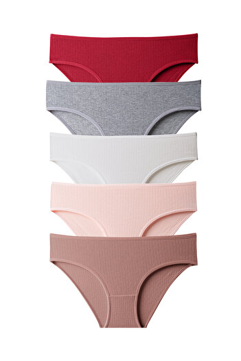 Lolitam Women's 5-Piece Corded Cotton Panties