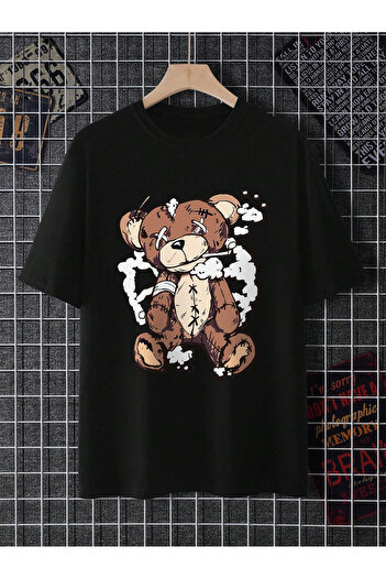 uyguntarz Μπλουζάκι Unisex Bear Eye X με στάμπα Oversize