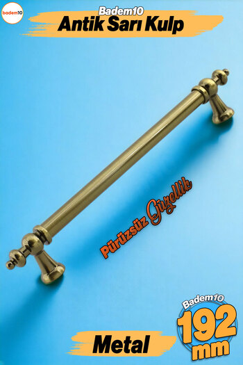Badem10 Osmanlı Metal Antik Sarı Kulp 192 Mm Mobilya Mutfak Çekmece Dolabı Dolap Kapak Kulpları Kulbu Kulpu