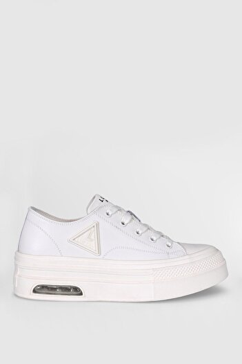 Lufian Genuine Leather Lace-Up Special Sole Women's Sneaker Shoes White
