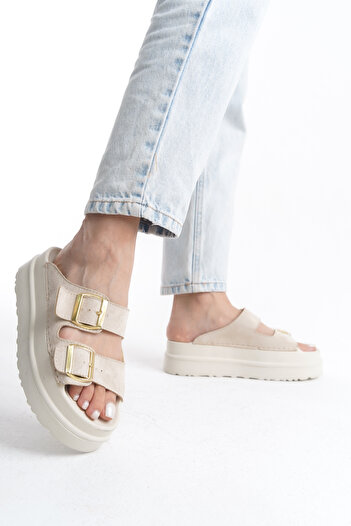 Limeo Double Buckle Summer Women's Daily High Wedge Sole Slippers Sandals Shoes