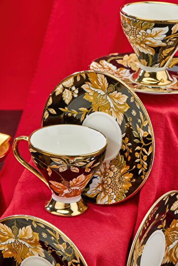 Cooker Gold Gilded 6-Piece Porcelain Coffee Cup Set – Stylish, High Quality and Luxury Design