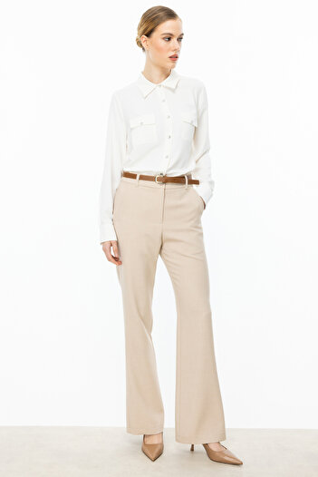 ON TRİKO Wide Leg Trousers with Ten Belts
