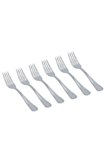 ALSAIF Steel Dessert Forks Set 6 Pieces Plain Silver