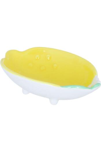 ALSAIF Porcelain Serving Plate 17 X 11.3 X 4.6 Cm Lemon Shape Yellow