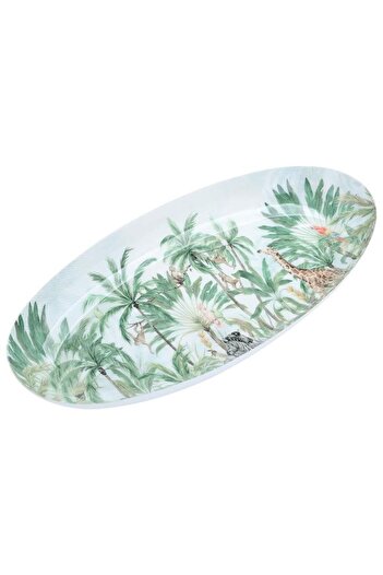 ALSAIF Porcelain Dessert Serving Dish 40.5X20X4 Cm Oval Green