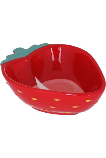 ALSAIF Porcelain Salad Bowl 17.2 X 12.8 X 5.5 Cm Strawberry Shape Red
