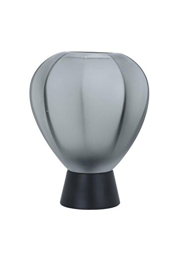 ALSAIF Glass Candle Holder 15.5 X 15.5 X 20 Cm With Wooden Base Gray