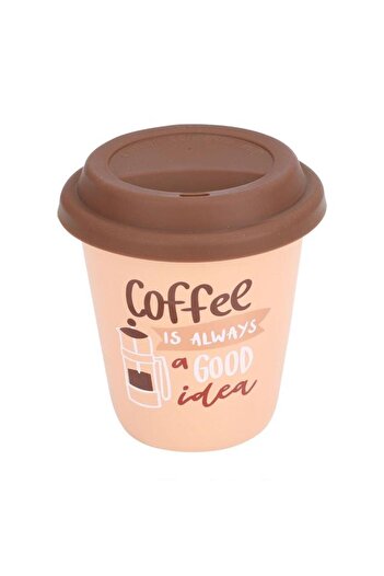 ALSAIF Porcelain Coffee Cup 350 Ml With A Brown Beige Silicone Lid