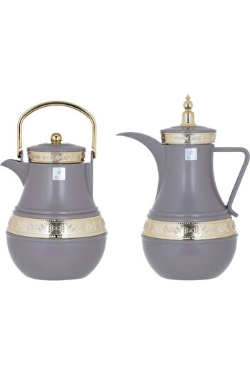 ALSAIF Amal Plastic Thermos Set 1 0.75 Litres Gilded 2 Pieces Cappuccino