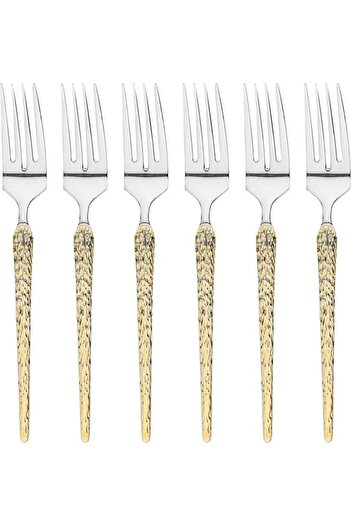 ALSAIF Steel Forks Set 6 Pieces Golden Silver