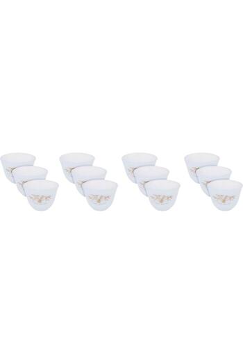 ALSAIF Arcopal Arabic Coffee Cups Set Korean Branch Pattern 12 Pieces White