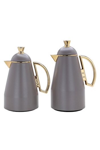 ALSAIF Ruwaida Steel Thermos Set 2 Pieces 0.7 / 1 Liter Dark Gray