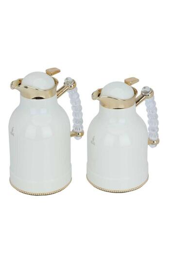 ALSAIF Farida Stainless Steel Thermos Set Two Pieces 0.7 / 1 Liter Beige