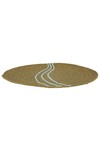 ALSAIF India Wicker Tablecloth 33 Cm Cyan Line Beige