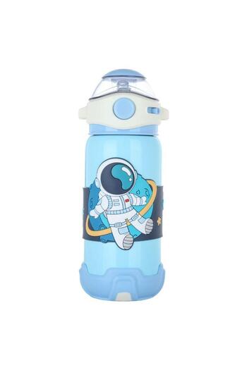 ALSAIF Plastic Water Bottle For Children 500 Ml Astronaut Shape Straw Blue