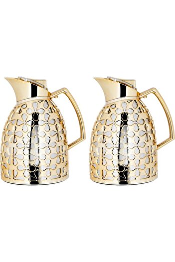 ALSAIF Andalusia Glass Thermos Set 0.75/1 Liter Silver Gold