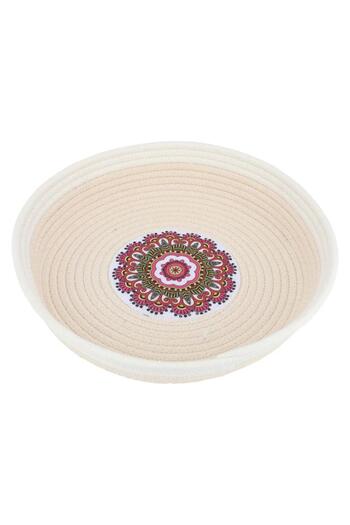 ALSAIF Fabric Serving Basket 33 X 33 X 3 Cm Round White