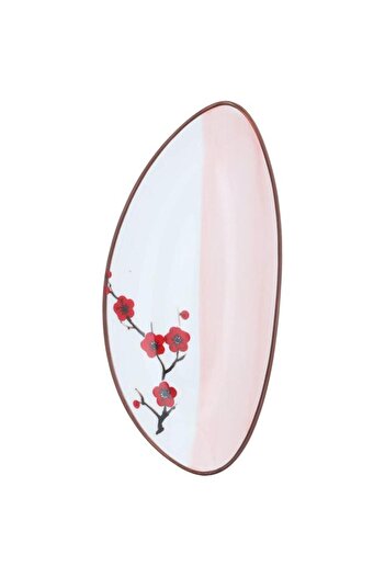 ALSAIF Porcelain Dessert Plate 8 Inches Oval Flower Pattern White