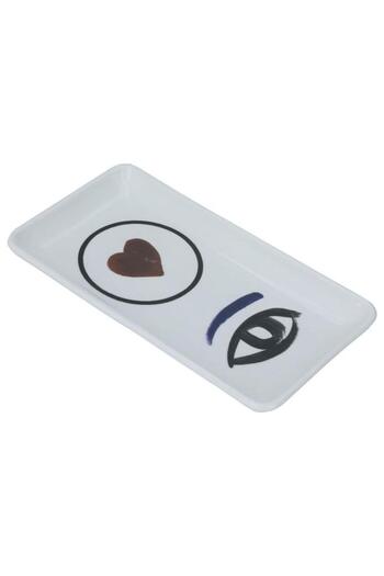 ALSAIF Porcelain Serving Plate 22 X 12 X 2 Cm Rectangular Heart Pattern White